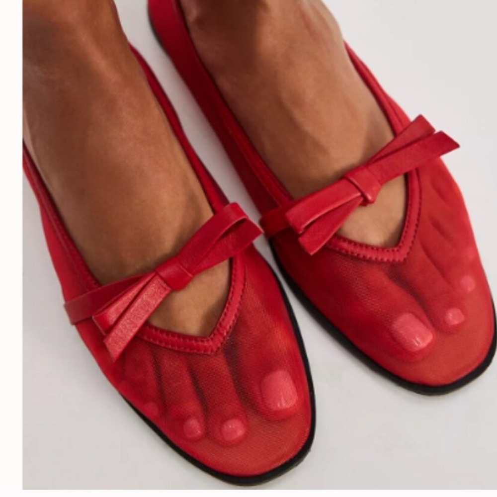 Free People Vibrant Red Flats Mesh Size 6